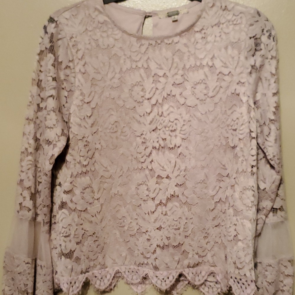 Gimmicks blush Lace Crochet Blouse Sz S